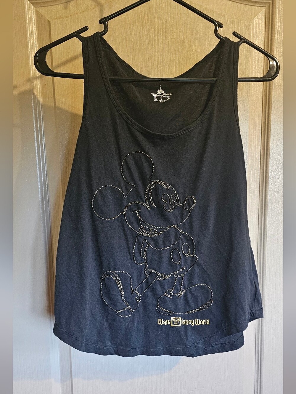 Disney Parks Black Women's Tank Top Embroidered Gold Mickey XS